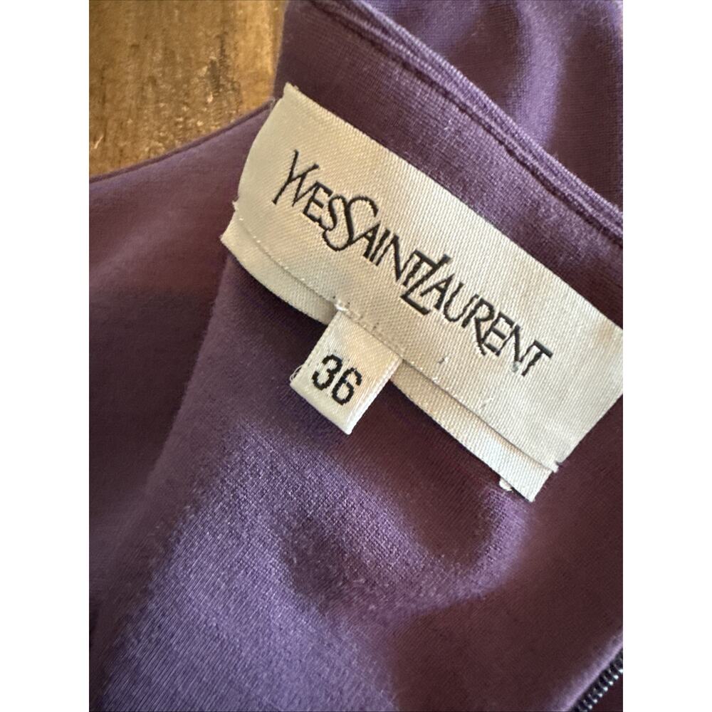 YSL Yves Saint Laurent Dress Aubergine Wool Blend Sleeveless FR36 Vintage XS - Picture 8 of 11